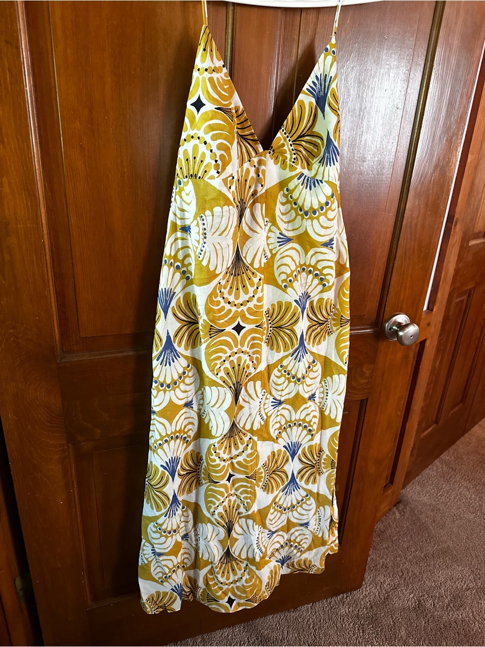 Zara Yellow White Blue Printed Slip Dress